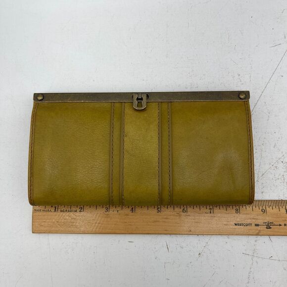 Fossil Women's Yellow Green Leather Full Size Top Clasp Wallet - Picture 9 of 14